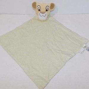 Disney Baby The Lion King Simba Cub head Green White Striped Security Blanket